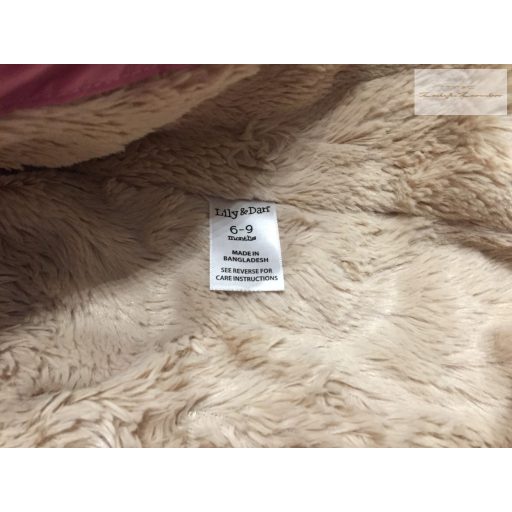 Lily§Dan 6-9 hó 68-74 cm rózsaszín, szőrme béléses vastag téli lány overál/overall-újszerű,hibátlan