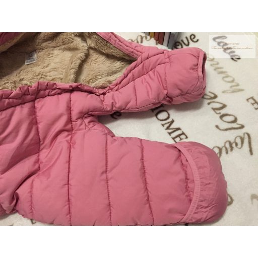 Lily§Dan 6-9 hó 68-74 cm rózsaszín, szőrme béléses vastag téli lány overál/overall-újszerű,hibátlan