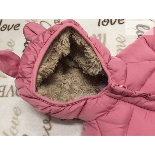 Lily§Dan 6-9 hó 68-74 cm rózsaszín, szőrme béléses vastag téli lány overál/overall-újszerű,hibátlan