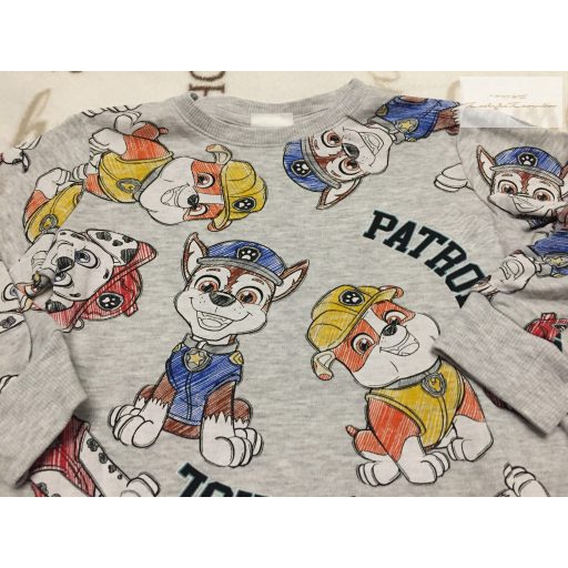 Nickelodeon 2-3 év 98 cm szürke,  Robble-Chase-Marshall  mintás pamut fiú 2 részes pizsama- újszerű,hibátlan- Mancs őrjárat