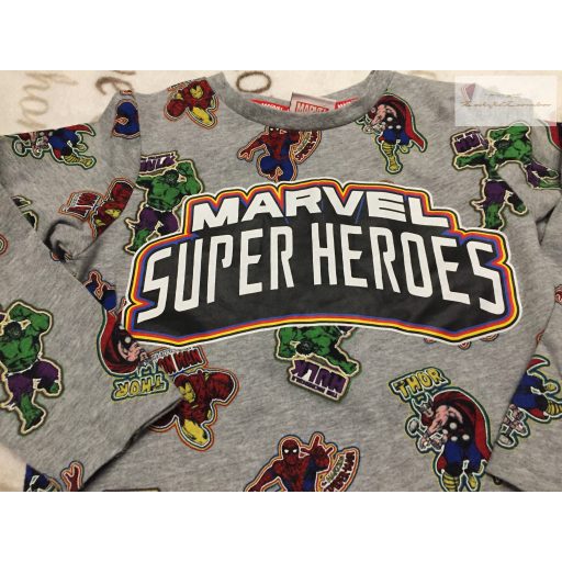 Marvel at TU 4-5 év 110 cm szürke, superhősök mintás  pamut fiú 2 részes pizsama - újszerű,hibátlan