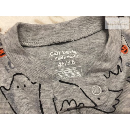Carter's 4 év  104 cm szürke szellem mintás vékony pamut fiú kezeslábas/ pizsama- új, címkés