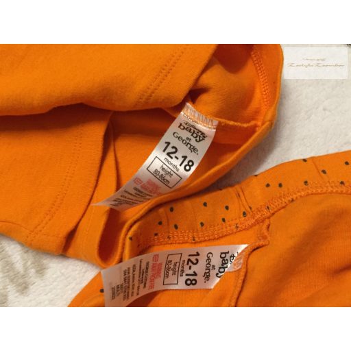 Disney at George 12 - 18  hó 80 -86  cm narancssárga, tigris mintás pamut fiú 2 részes pizsama  újszerű,hibátlan