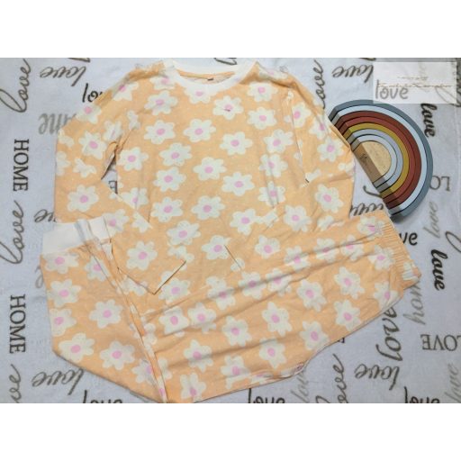 Matalan 11-12 év 146-152 cm barackvirág színű, nagy virágmintás vékony pamut lány 2 részes pizsama- új, szettet bontottam