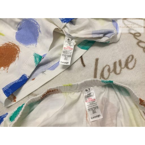 George 6-7 év 116-122 cm színes mintás vékony pamut fiú 2 részes pizsama  -  új, átnőtt, csak lecímkéztem