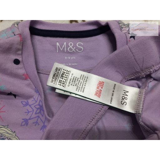 M§S 8-9 év 134 cm lila, Anna mintás pamut lány 2 részes pizsama- újszerű,hibátlan - Jégvarázs