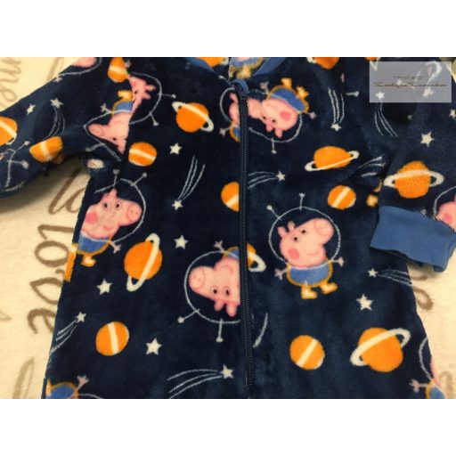 Mothercare 12 -18 hó 80-86 cm kék, Peppa - bolygó mintás nagyon puha plüss  fiú pizsama/ kezeslábas-újszerű,hibátlan