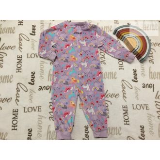  Matalan 12 - 18  hó 80 - 86  cm lila, sznes unikornis-szivárvány mintás puha polár lány pizsama/ kezeslábas-  újszerű,hibátlan
