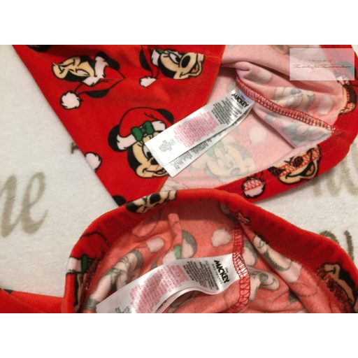Disney 18- 24 hó 92 cm piros, karácsonyi Minnie mintás puha plüss 2 részes pizsama - újszerű,hibátlan