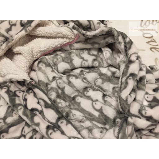 Matalan 8 év 128 cm pingvin mintás nagyon puha vastag plüss lány  kezeslábas/ pizsama- onesies újszerű,hibátlan