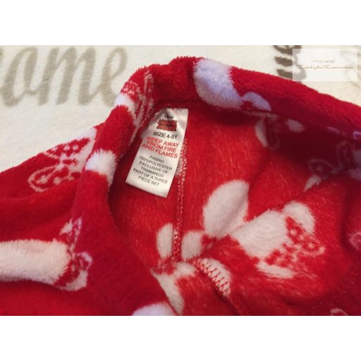 Disney Minnie 4-5 év 104-110 cm piros, Minnie fej mintás puha plüss lány pizsama nadrág - újszerű,hibátlan