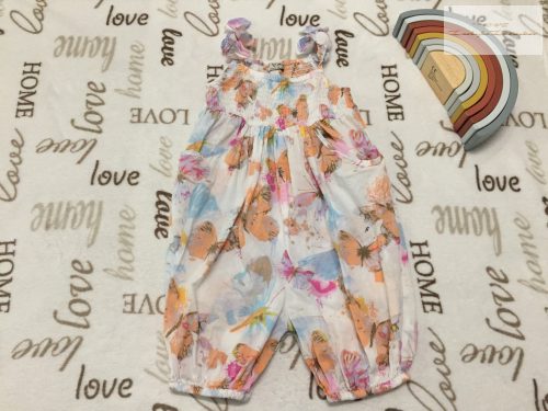 Next 3-4 év 104 cm színes pillangó mintás vékony pamut lány playsuit - újszerű,hibátlan