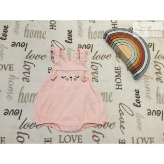   F§F 3-6 hó  68 cm 8 kg  nyuszi fej  mintás rózsaszín pamut lány playsuit/ napozó -újszerű,hibátlan