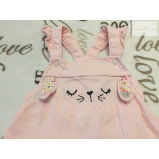 F§F 3-6 hó  68 cm 8 kg  nyuszi fej  mintás rózsaszín pamut lány playsuit/ napozó -újszerű,hibátlan