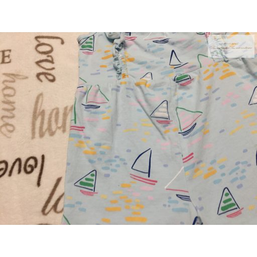 George 4  - 5  év 104 - 110  cm világoskék, fodros, vitorláshajó mintás pamut lány playsuit - újszerű,hibátlan