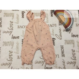   M§S 3-6 hó 8 kg 69 cm rózsaszín, apró virágmintás vastagabb pamut lány playsuit- újszerű,hibátlan