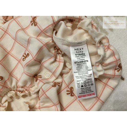 Next 9-12 hó 11 kg masni mintás -fodros pamut lány playsuit/ napozó újszerű,hibátlan