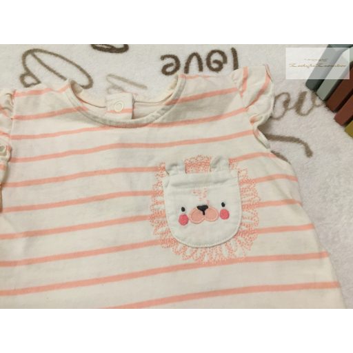 George 9 - 12 hó 74 - 80 cm  csíkos, oroszlán fej mintás pamut lány playsuit -újszerű,hibátlan
