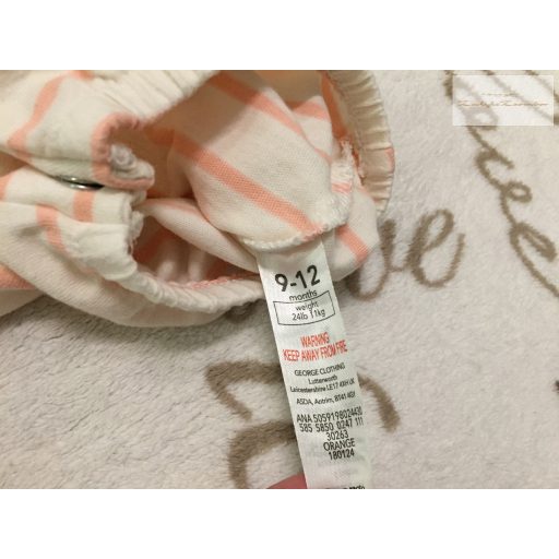 George 9 - 12 hó 74 - 80 cm  csíkos, oroszlán fej mintás pamut lány playsuit -újszerű,hibátlan