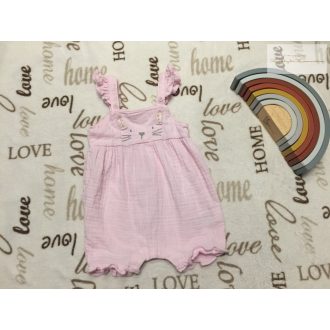   Next 6-9 hó 68 - 74 cm rózsaszín, nyuszi fej mintás puha duplagéz lány playsuit - újszerű,hibátlan