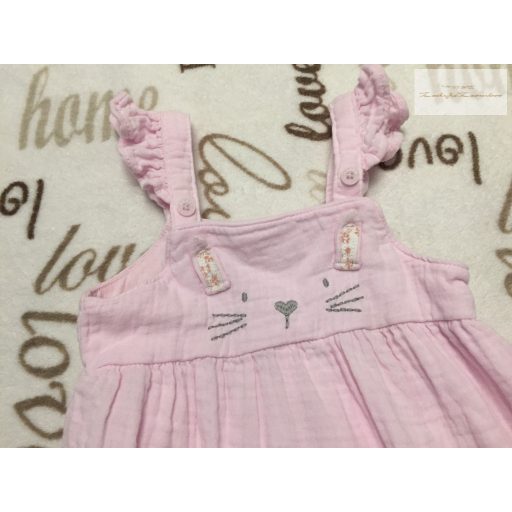 Next 6-9 hó 68 - 74 cm rózsaszín, nyuszi fej mintás puha duplagéz lány playsuit - újszerű,hibátlan