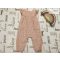 Next 9-12 hó 11 kg  rózsaszín, apró virágmintás - fodros puha mikrokord lány playsuit - újszerű,hibátlan