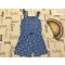 George 4  - 5  év 104 - 110  cm kék, fehér virágmintás pamut lány playsuit - újszerű,hibátlan