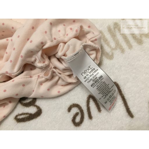 Next up to 3 month 6 kg  rózsaszín, pöttyös-fodros-virágmintás pamut lány playsuit újszerű,hibátlan