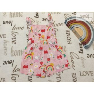   George 12  - 18 hó 86 cm rózsaszín, Peppa-szivárvány mintás pamut lány  playsuit- újszerű,hibátlan