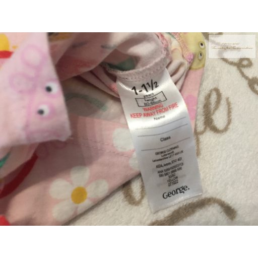 George 12  - 18 hó 86 cm rózsaszín, Peppa-szivárvány mintás pamut lány  playsuit- újszerű,hibátlan