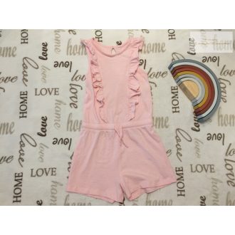   F§F 8-9 év 134 cm rózsaszín, fodros  pamut lány playsuit-újszerű,hibátlan