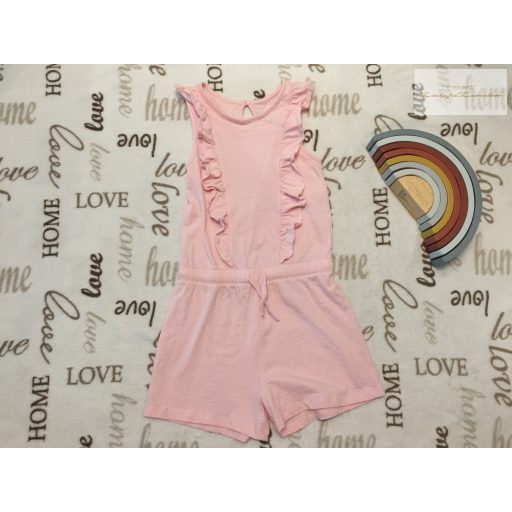 F§F 8-9 év 134 cm rózsaszín, fodros  pamut lány playsuit-újszerű,hibátlan