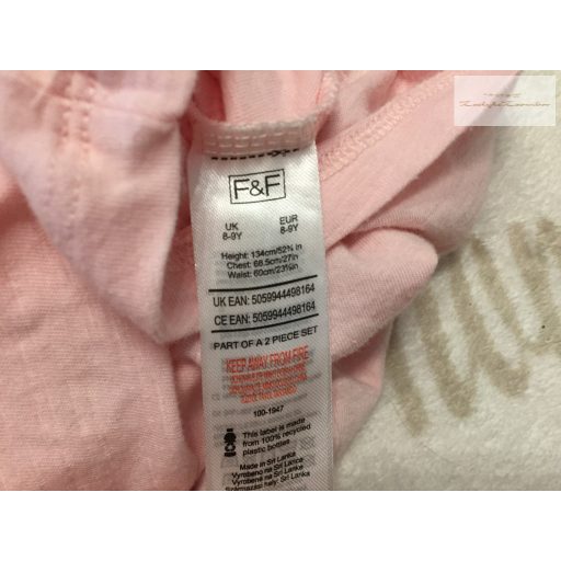 F§F 8-9 év 134 cm rózsaszín, fodros  pamut lány playsuit-újszerű,hibátlan