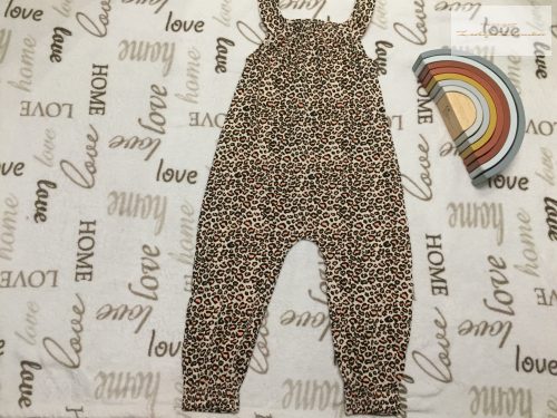 Matalan 2-3 év 98 cm bézs, leopárd mintás vékony pamut lány playsuit-újszerű, hibátlan