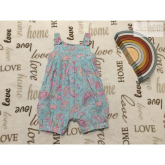   Monsoon 12-18 hó 80-86 cm világoskék-rózsaszín virágmintás nagyon vékony lány playsuit- újszerű,hibátlan