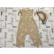 H§M 12 - 18 hó 86 cm világos barna fehér pillangó mintás vékony pamut lány playsuit újszerű,hibátlan