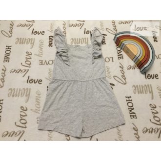   Primark 5-6 év 116 cm szürke, vállán fodros vékony pamut  lány rövid playsuit - újszerű,hibátlan