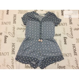   H§M 7-8 év 128 cm kék - fehér mintás vékony pamut lány rövid playsuit .- újszerű,hibátlan 