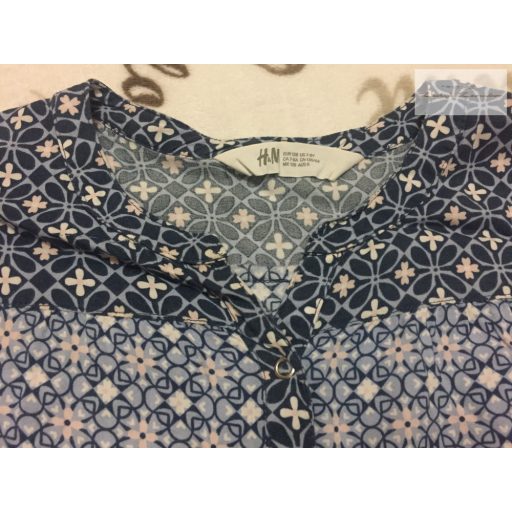 H§M 7-8 év 128 cm kék - fehér mintás vékony pamut lány rövid playsuit .- újszerű,hibátlan 