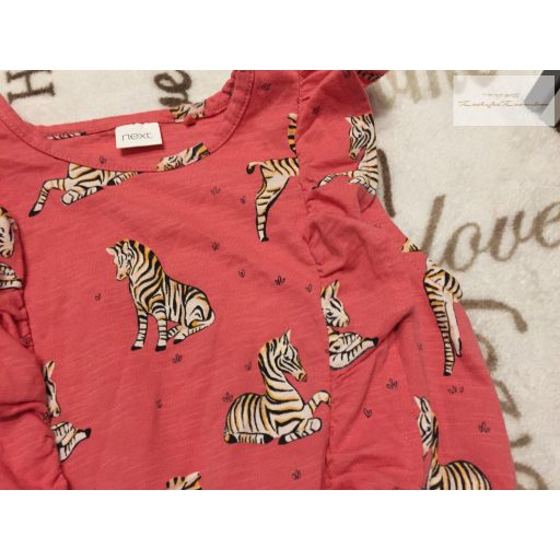 Next 4-5 év 110 cm  zebra mintás-fodros pamut lány playsuit -újszerű,hibátlan