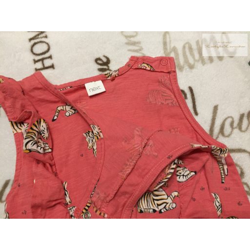 Next 4-5 év 110 cm  zebra mintás-fodros pamut lány playsuit -újszerű,hibátlan