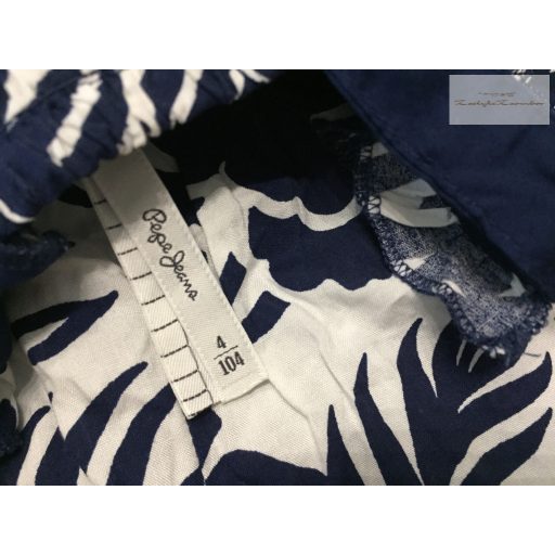Pepe Jeans 4 év 104 cm kék - fehér mintás vékony nyári lány playsuit - újszerű,hibátlan