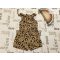 George 3 - 4  év 98 -104 cm  barna, leopárd é stigris/cica fej mintás vékony lány playsuit- újszerű,hibátlan