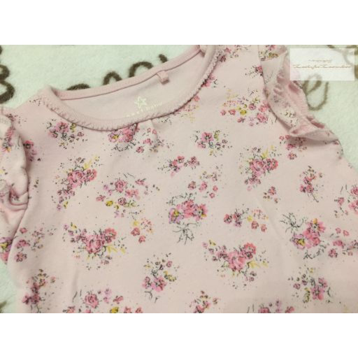 Next újszülött 3,4 kg 50-56 cm  rózsaszín, virágmintás pamut lány napozó/ playsuit- újszerű,hibátlan