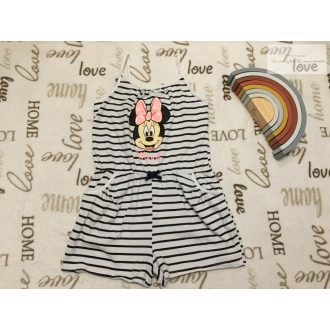   H§M 8-10 év 134-140 cm csíkos, Minnie mintás vékony pamut lány playsuit  - újszerű,hibátlan