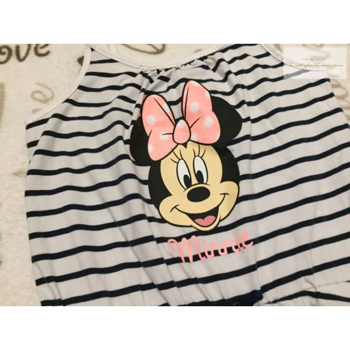 H§M 8-10 év 134-140 cm csíkos, Minnie mintás vékony pamut lány playsuit  - újszerű,hibátlan