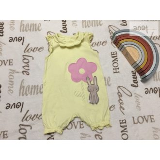   George 9 - 12 hó 74 - 80 cm sárga, nyuszi és virágmintás pamut lány playsuit  -újszerű,hibátlan