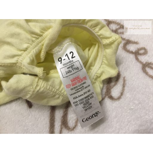 George 9 - 12 hó 74 - 80 cm sárga, nyuszi és virágmintás pamut lány playsuit  -újszerű,hibátlan