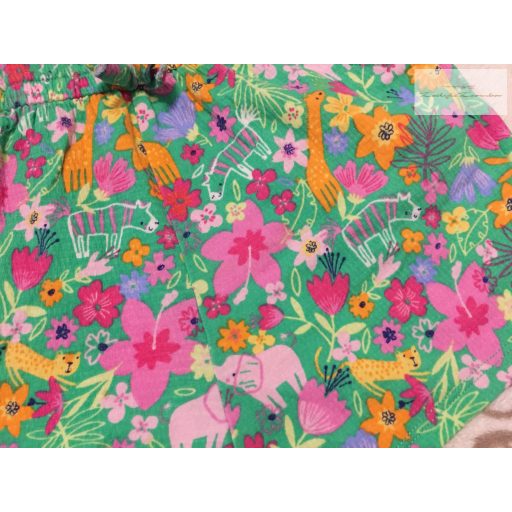 Nutmeg 3-4 év 98-104 cm zöld, tigris-zsiráf és színes virágmintás pamut lány playsuit újszerű,hibátlan