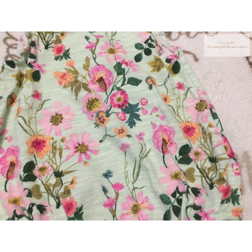 Next 3-6 hó  68 cm  halvány zöld, színes virágmintás pamut  lány playsuit / body-újszerű, hibátlan